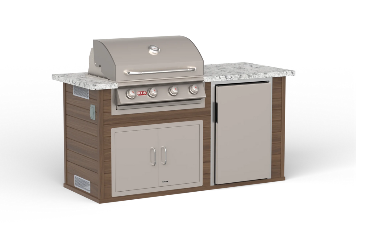 Outdoor Kitchen Island Bull Power Q Outdoor Island Kitchen, 75,000 BTU Angus Grill & Refrigerator, 31006