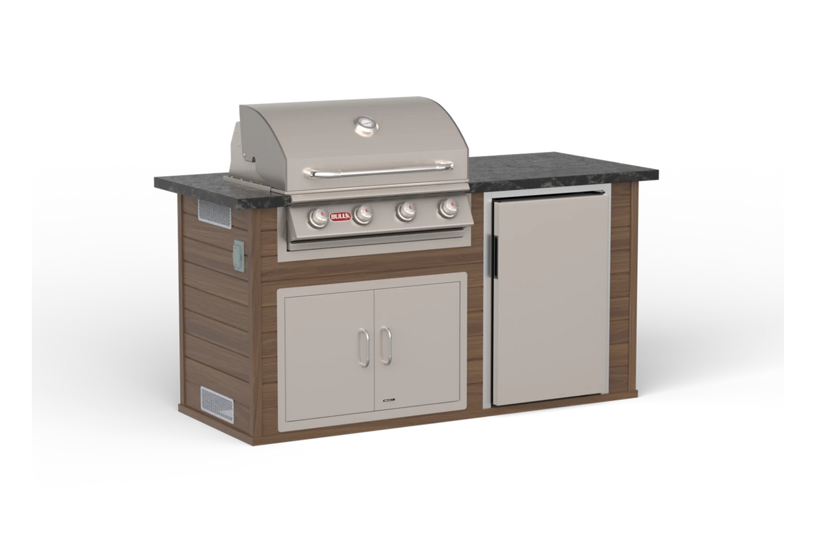 Outdoor Kitchen Island Bull Power Q Outdoor Island Kitchen, 75,000 BTU Angus Grill & Refrigerator, 31006
