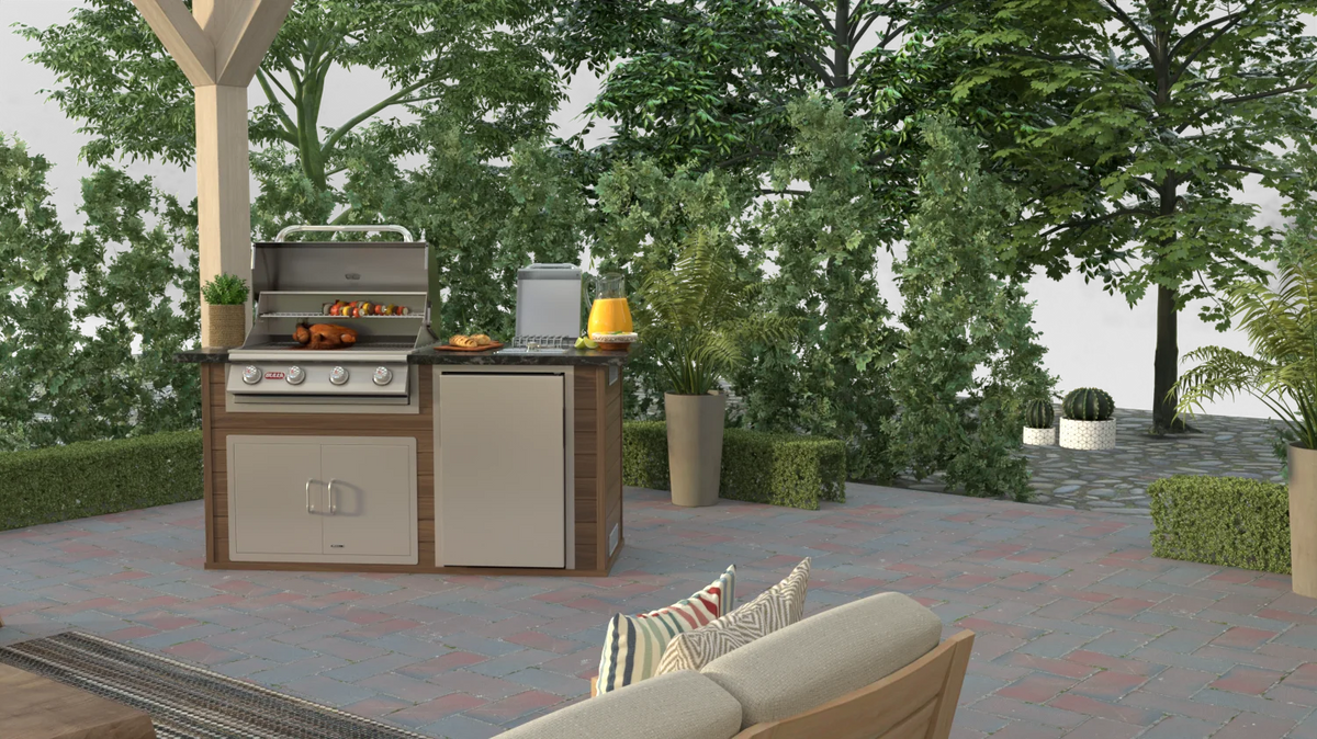 Outdoor Kitchen Island Bull Power Q Outdoor Island Kitchen, 75,000 BTU Angus Grill & Refrigerator, 31006
