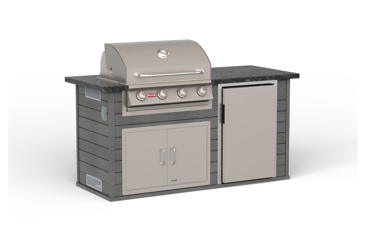 Outdoor Kitchen Island Bull Power Q Outdoor Island Kitchen, 75,000 BTU Angus Grill & Refrigerator, 31006