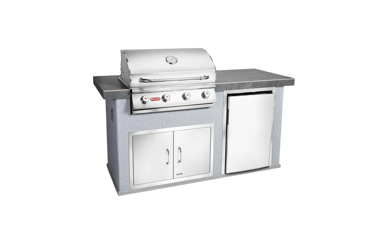 Outdoor Kitchen Island Bull Power Q Outdoor Island Kitchen, 75,000 BTU Angus Grill & Refrigerator, 31006