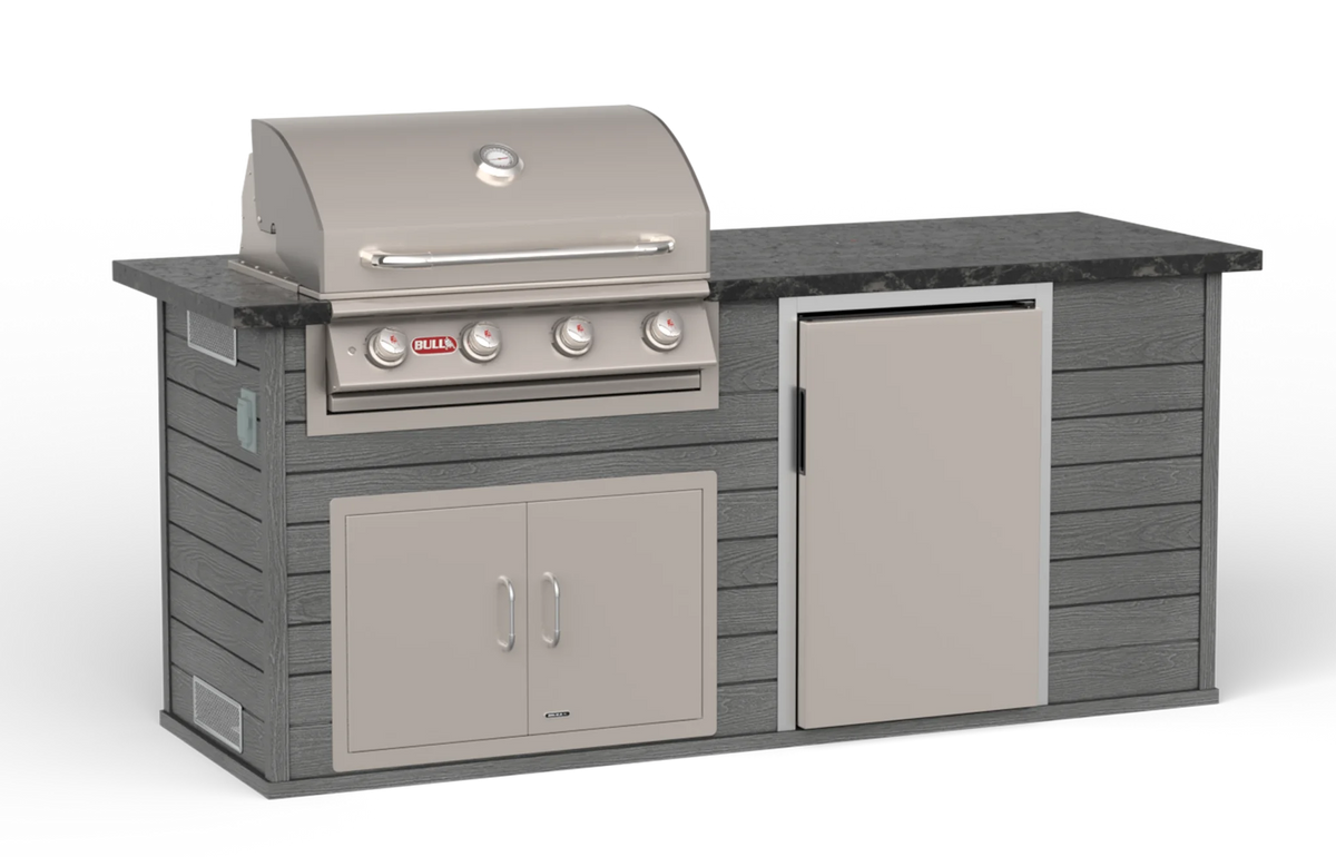 Outdoor Kitchen Island Bull 96" Outdoor Kitchen Island, 75,000 BTU Angus Grill & 4.4 Cu. Ft. Refrigerator, 31010