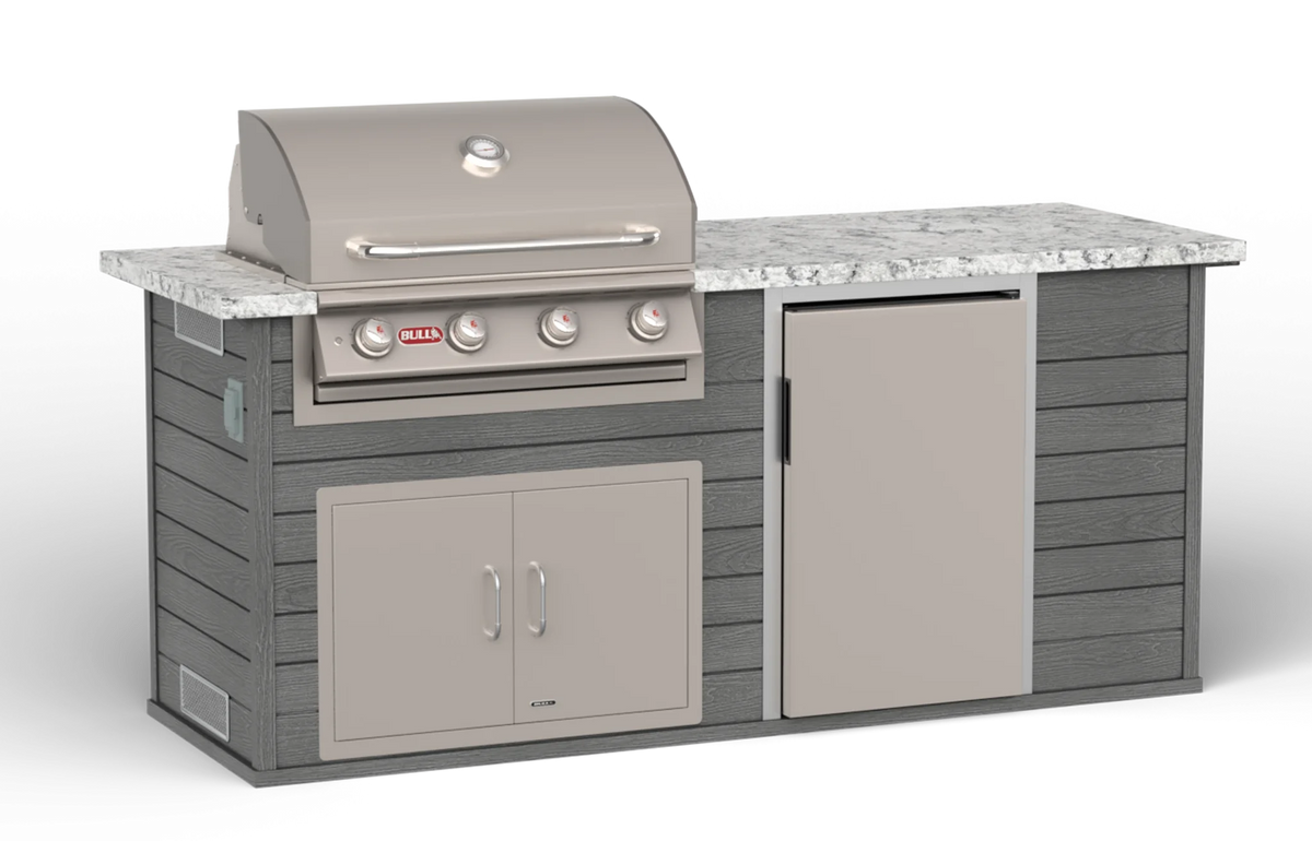 Outdoor Kitchen Island Bull 96" Outdoor Kitchen Island, 75,000 BTU Angus Grill & 4.4 Cu. Ft. Refrigerator, 31010