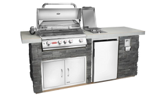 Outdoor Kitchen Island Bull 96" Outdoor Kitchen Island, 75,000 BTU Angus Grill & 4.4 Cu. Ft. Refrigerator, 31010