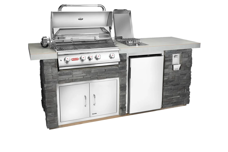 Outdoor Kitchen Island Bull 96" Outdoor Kitchen Island, 75,000 BTU Angus Grill & 4.4 Cu. Ft. Refrigerator, 31010