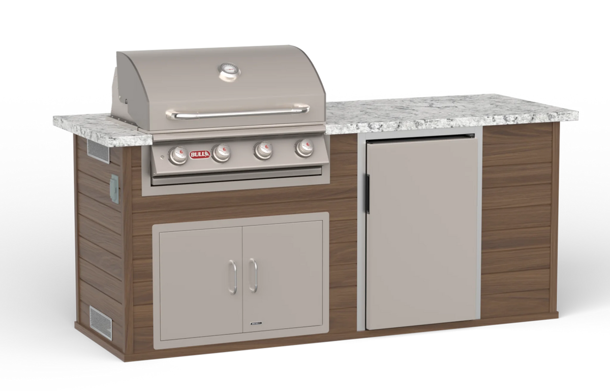 Outdoor Kitchen Island Bull 96" Outdoor Kitchen Island, 75,000 BTU Angus Grill & 4.4 Cu. Ft. Refrigerator, 31010
