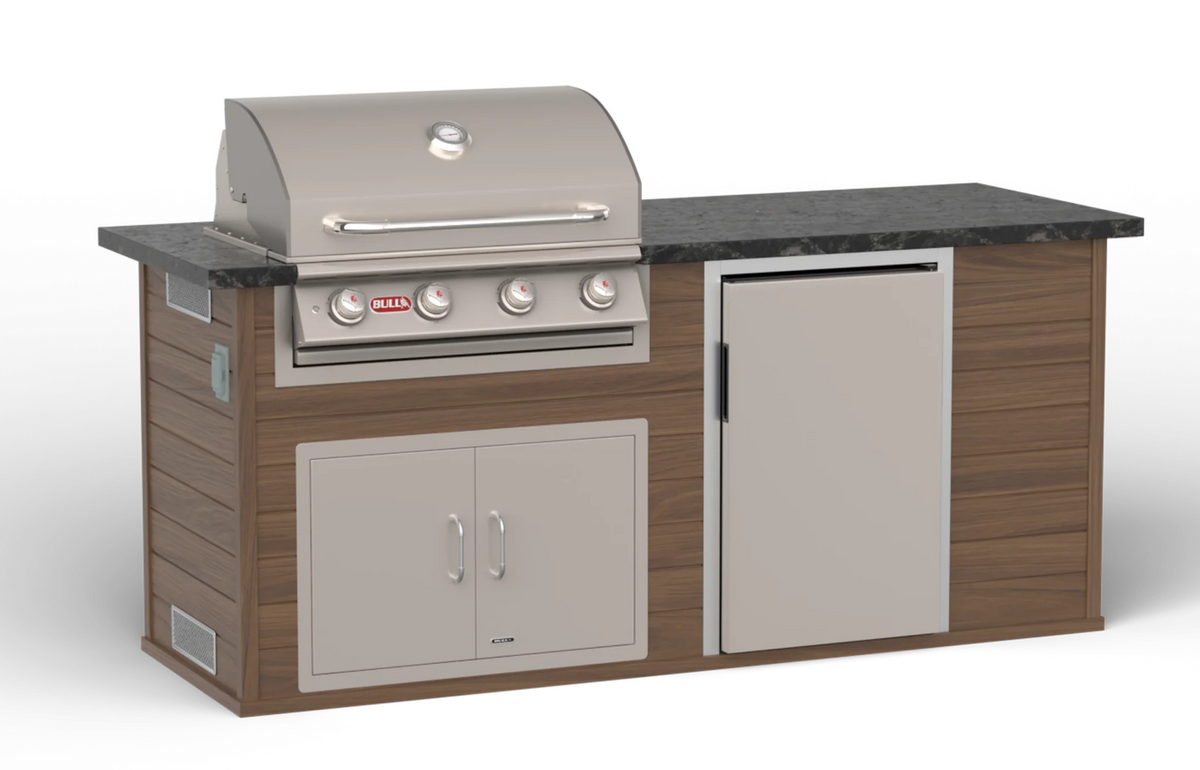 Outdoor Kitchen Island Bull 96" Outdoor Kitchen Island, 75,000 BTU Angus Grill & 4.4 Cu. Ft. Refrigerator, 31010