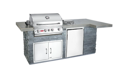 Outdoor Kitchen Island Bull BBQ Outdoor Kitchen Island, 75,000 BTU Angus Grill & Refrigerator, 55" x 102", 31014