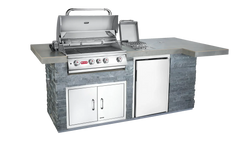 Outdoor Kitchen Island Bull BBQ Outdoor Kitchen Island, 75,000 BTU Angus Grill & Refrigerator, 55" x 102", 31014