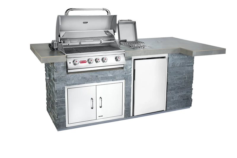 Outdoor Kitchen Island Bull BBQ Outdoor Kitchen Island, 75,000 BTU Angus Grill & Refrigerator, 55" x 102", 31014