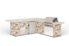 Outdoor Kitchen Island Bull Gourmet Q L-Shaped Outdoor Kitchen, 75,000 BTU Angus Grill & Refrigerator, 31020