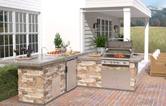 Outdoor Kitchen Island Bull Gourmet Q L-Shaped Outdoor Kitchen, 75,000 BTU Angus Grill & Refrigerator, 31020