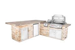 Outdoor Kitchen Island Bull Gourmet Q L-Shaped Outdoor Kitchen, 75,000 BTU Angus Grill & Refrigerator, 31020