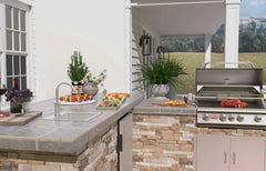 Outdoor Kitchen Island Bull Gourmet Q L-Shaped Outdoor Kitchen, 75,000 BTU Angus Grill & Refrigerator, 31020