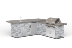 Outdoor Kitchen Island Bull Gourmet Q L-Shaped Outdoor Kitchen, 75,000 BTU Angus Grill & Refrigerator, 31020