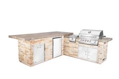 Outdoor Kitchen Island Bull Gourmet Q L-Shaped Outdoor Kitchen, 75,000 BTU Angus Grill & Refrigerator, 31020