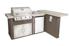 Outdoor Kitchen Island Bull Luxury Q L-Shaped Outdoor Kitchen, 75,000 BTU Angus Grill & Refrigerator, 31026