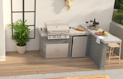 Outdoor Kitchen Island Bull Luxury Q L-Shaped Outdoor Kitchen, 75,000 BTU Angus Grill & Refrigerator, 31026