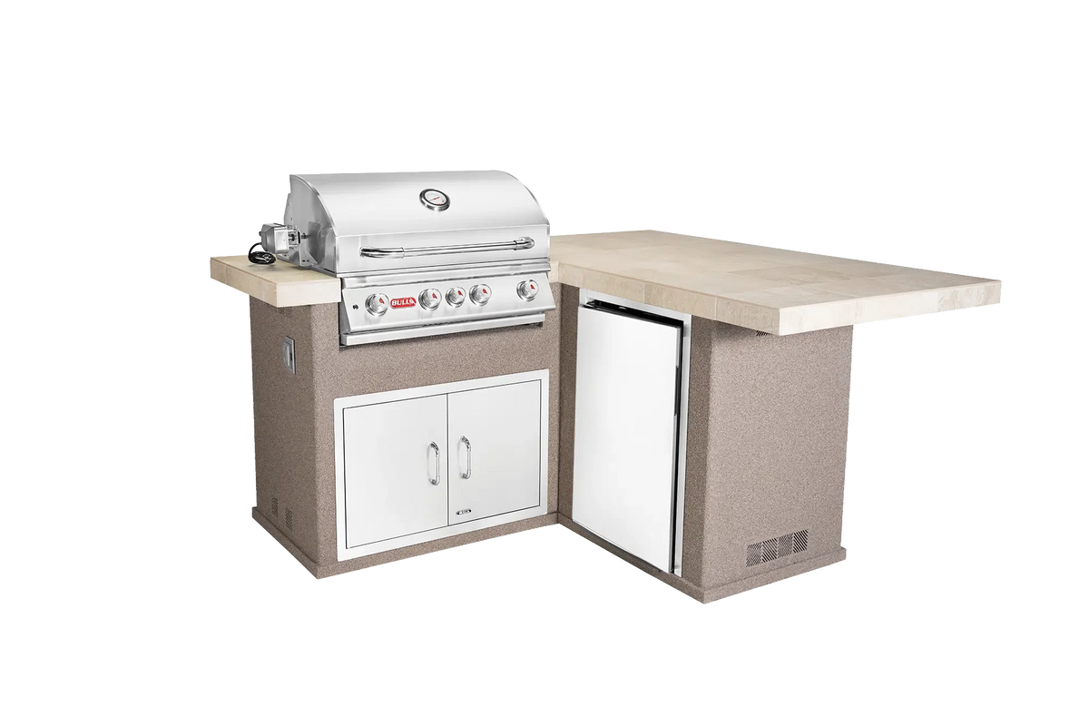 Outdoor Kitchen Island Bull Little Q Compact Outdoor Kitchen, 75,000 BTU Angus Grill & Refrigerator, 31046