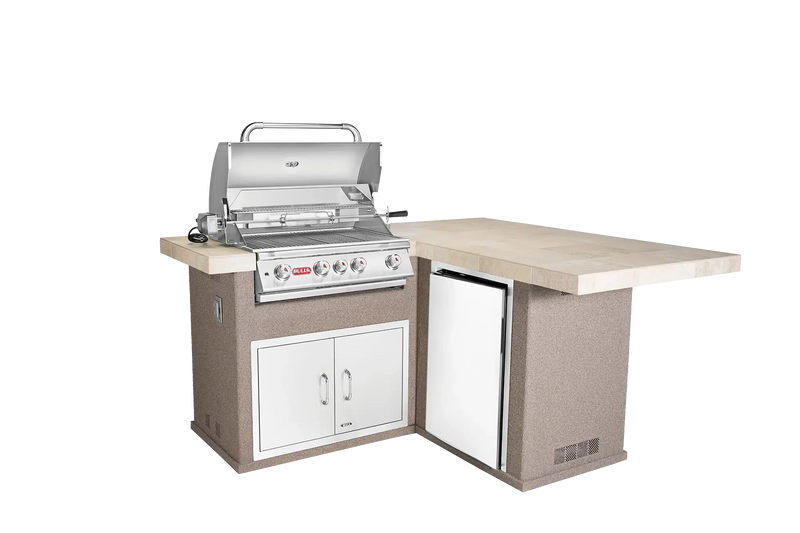 Outdoor Kitchen Island Bull Little Q Compact Outdoor Kitchen, 75,000 BTU Angus Grill & Refrigerator, 31046