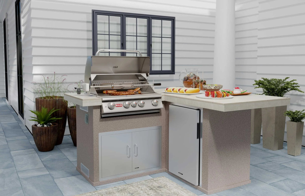 Outdoor Kitchen Island Bull Little Q Compact Outdoor Kitchen, 75,000 BTU Angus Grill & Refrigerator, 31046