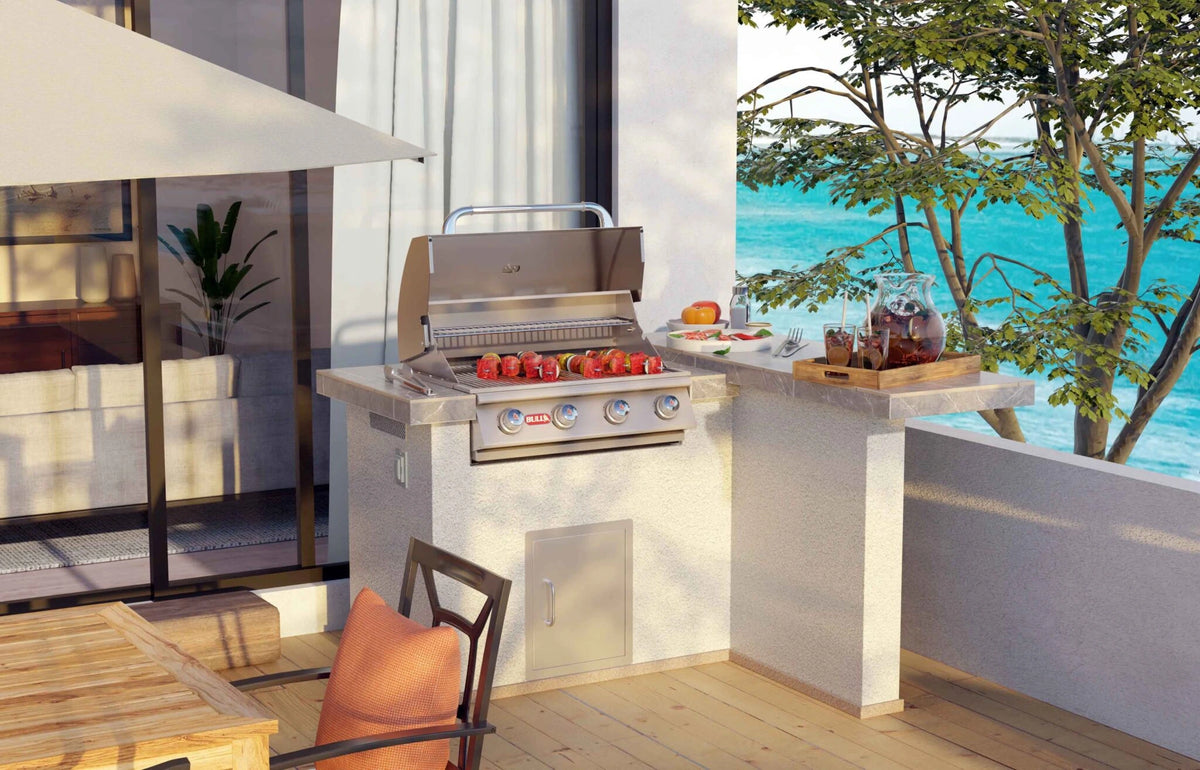 Outdoor Kitchen Island Bull Patio Q Outdoor Island Kitchen, 60,000 BTU Outlaw 4-Burner Grill, 31086