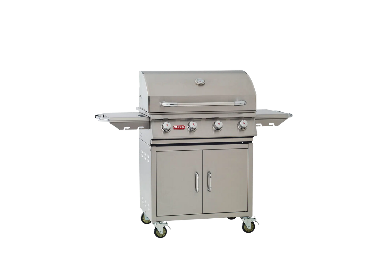 Freestanding Gas Grill Bull 30" Outlaw Complete Cart 4-Burner Gas Grill, 60,000 BTU, 304 Stainless, 26001 / 26002