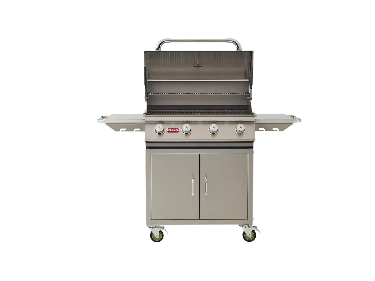 Freestanding Gas Grill Bull 30" Outlaw Complete Cart 4-Burner Gas Grill, 60,000 BTU, 304 Stainless, 26001 / 26002
