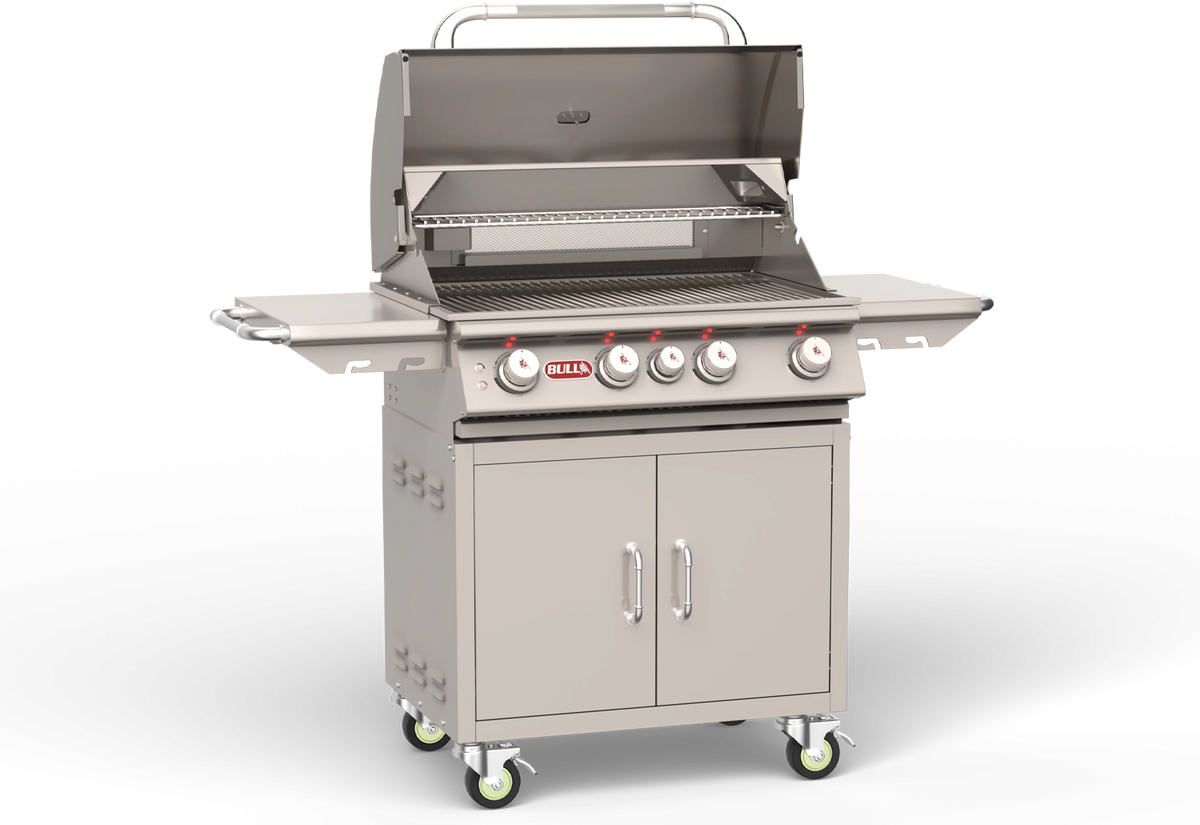 Freestanding Gas Grill Bull 30" Angus Premium Complete Cart Gas Grill, 75,000 BTU with Infrared Back Burner, 44000 / 44001