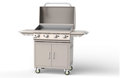 Freestanding Gas Griddle Bull 30" Griddle Complete Cart, 60,000 BTU Chromium-Plated Flat Top, 73010 / 73011