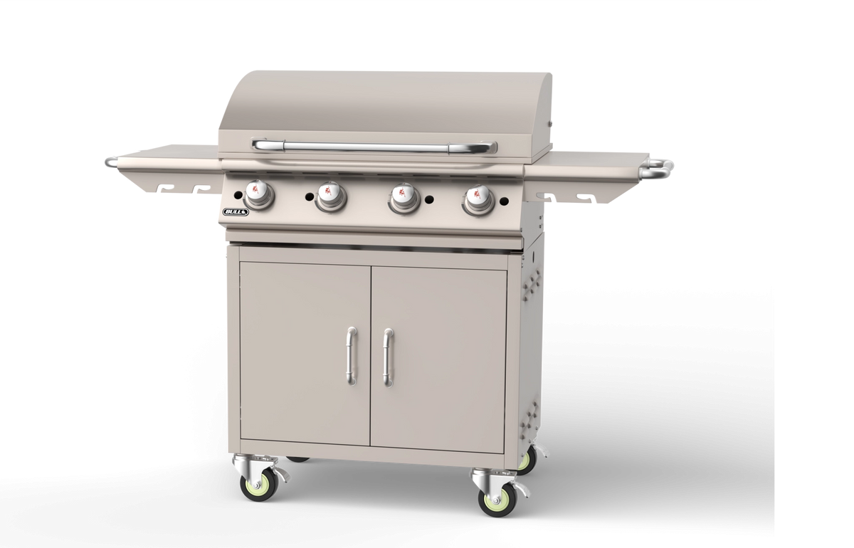 Freestanding Gas Griddle Bull 30" Griddle Complete Cart, 60,000 BTU Chromium-Plated Flat Top, 73010 / 73011