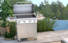 Freestanding Gas Griddle Bull 30" Griddle Complete Cart, 60,000 BTU Chromium-Plated Flat Top, 73010 / 73011