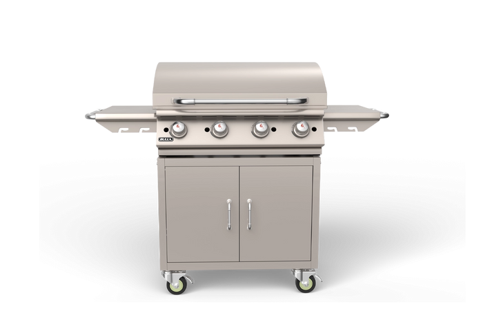 Freestanding Gas Griddle Bull 30" Griddle Complete Cart, 60,000 BTU Chromium-Plated Flat Top, 73010 / 73011