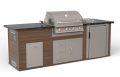 Outdoor Kitchen Island Bull Premier Q Outdoor Kitchen Island, 75,000 BTU Angus Grill, Refrigerator & Side Burner, 15743