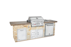 Outdoor Kitchen Island Bull Premier Q Outdoor Kitchen Island, 75,000 BTU Angus Grill, Refrigerator & Side Burner, 15743