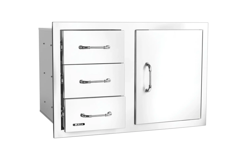Outdoor Kitchen Door & Drawer Bull 30" 304 Stainless Steel 3 Drawer & Door Combo with Reveal, 25900
