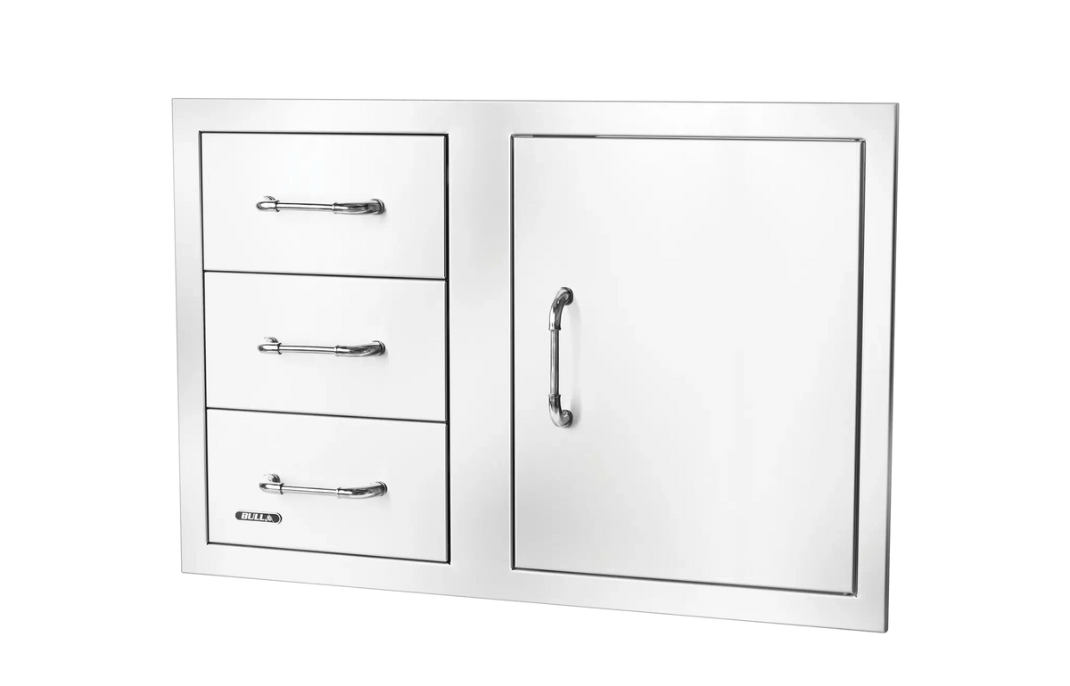 Outdoor Kitchen Door & Drawer Bull 30" 304 Stainless Steel 3 Drawer & Door Combo with Reveal, 25900