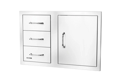 Outdoor Kitchen Door & Drawer Bull 30" 304 Stainless Steel 3 Drawer & Door Combo with Reveal, 25900