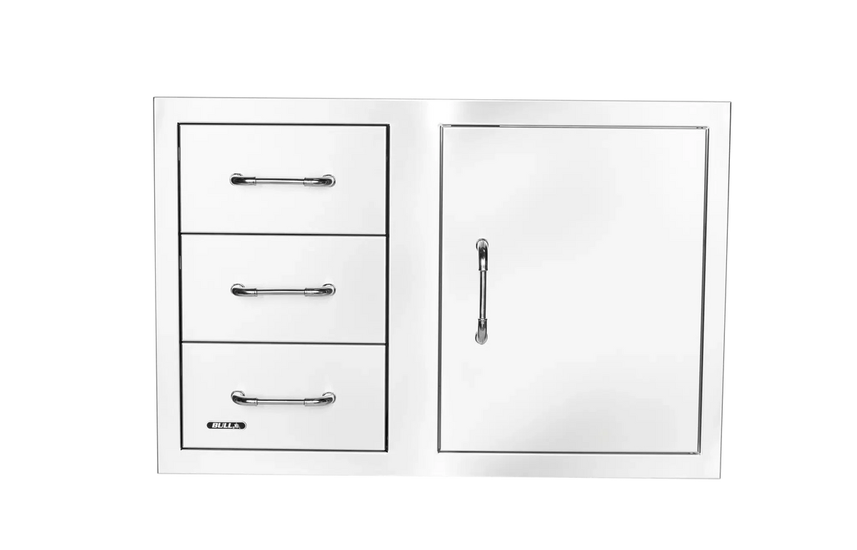 Outdoor Kitchen Door & Drawer Bull 30" 304 Stainless Steel 3 Drawer & Door Combo with Reveal, 25900