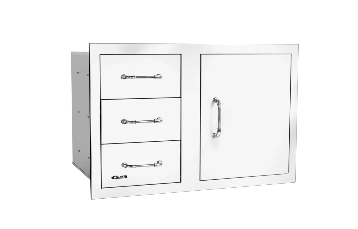 Outdoor Kitchen Door & Drawer Bull 30" 304 Stainless Steel 3 Drawer & Door Combo with Reveal, 25900