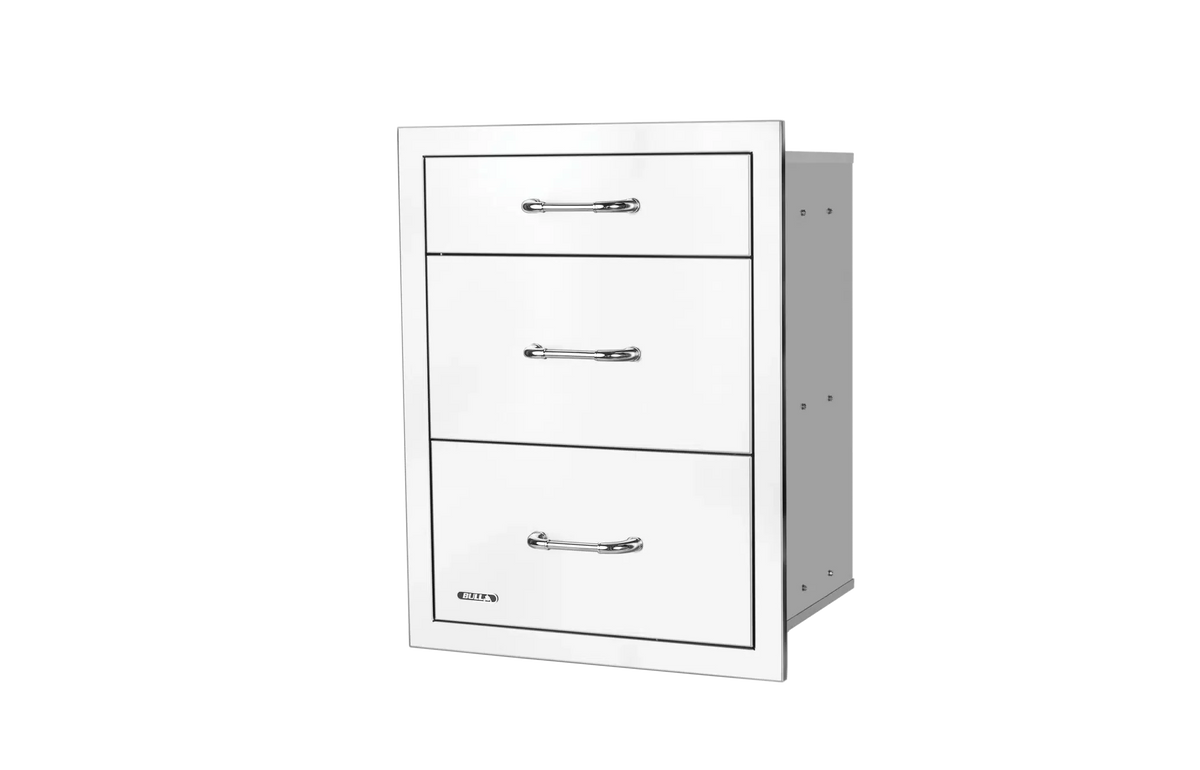 Outdoor Kitchen Drawer Bull 304 Stainless Steel Triple Drawer System with Reveal, Soft-Close, 58120