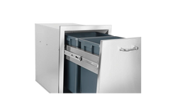 Outdoor Kitchen Drawer Bull Double Pull-Out 304 Stainless Steel Trash & Recycle Drawer with Two 8-Gallon Bins, 56950
