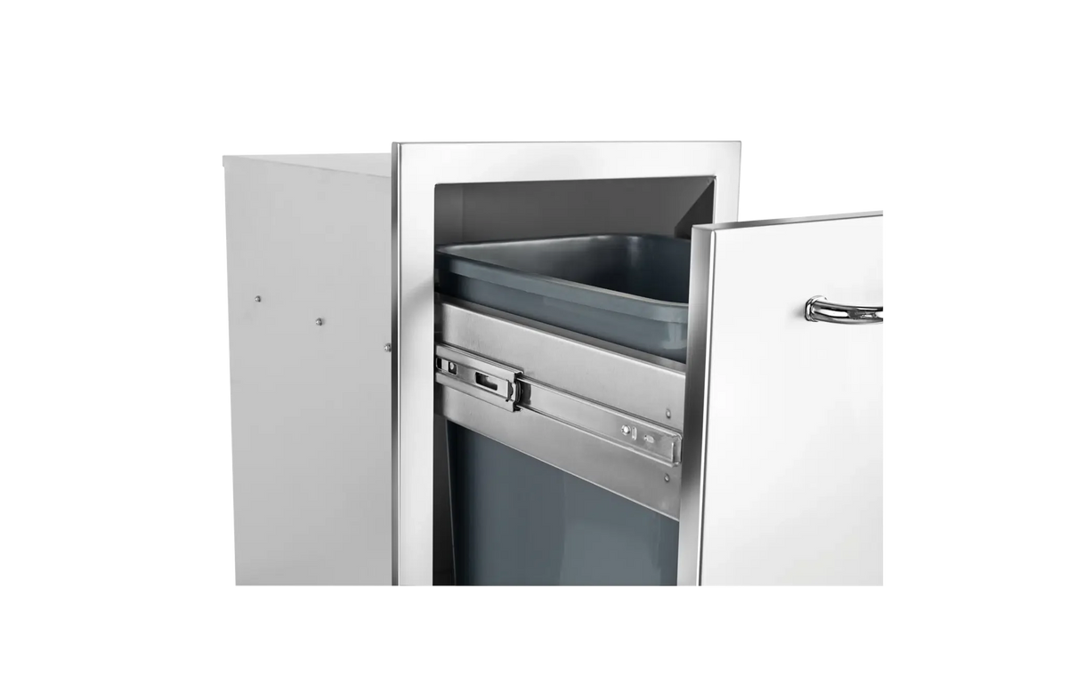 Outdoor Kitchen Drawer Bull Slim 304 Stainless Steel 10-Gallon Trash Drawer with Reveal, Trash Can Included, 56960