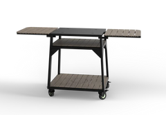 Pizza Oven Cart Bull Dual Fuel Pizza Oven Cart Bottom with Locking Casters & Acacia Shelves, 69577