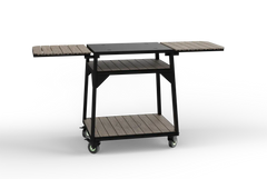 Pizza Oven Cart Bull Dual Fuel Pizza Oven Cart Bottom with Locking Casters & Acacia Shelves, 69577
