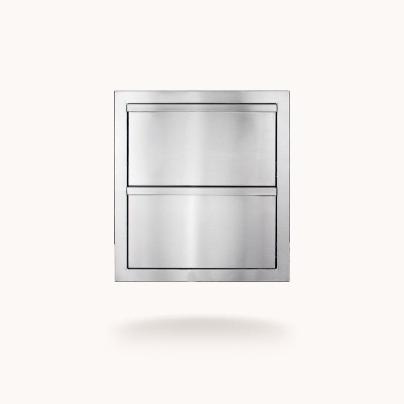 Outdoor Kitchen Cabinets & Components American Made Grills 18" Deluxe 2-Drawer Unit, Stainless Steel, DR2-18-AMG