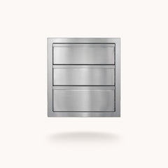 Outdoor Kitchen Cabinets & Components American Made Grills 18" Deluxe 3-Drawer Unit, Stainless Steel, DR3-18-AMG