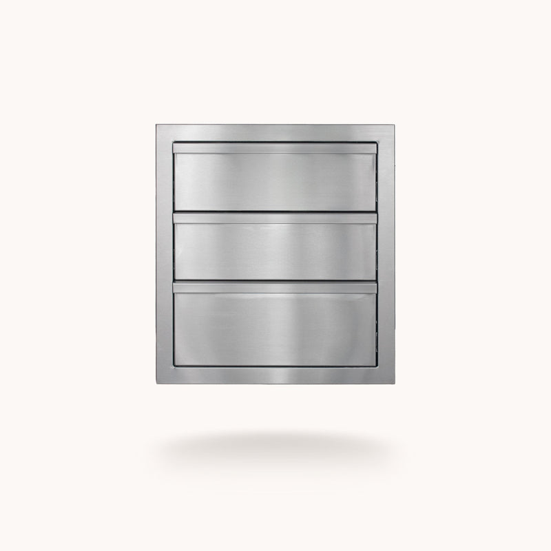 Outdoor Kitchen Cabinets & Components American Made Grills 18" Deluxe 3-Drawer Unit, Stainless Steel, DR3-18-AMG