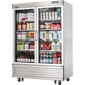 Reach-In Refrigerator-Everest EBGR2 Bottom Mount 2 Swing Glass Door Refrigerator - 50 Cu Ft