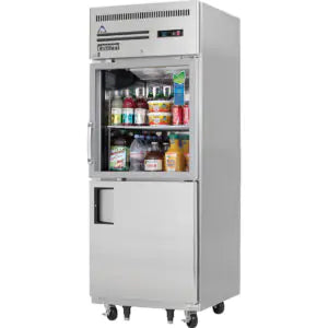 Reach-In Refrigerator-Everest EGSH2 Top-Mount Half-Door Reach-In Refrigerator - 23 Cu Ft, Stainless Steel, 115V